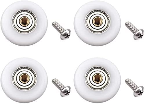 YUANQIAN Set di 4 rotelle per porta della doccia, diametro di ciascuna rotella 19 mm, con vite M4, ricambio per porte della doccia scorrevoli in vetro (stainless steel ball 4pcs with screw)