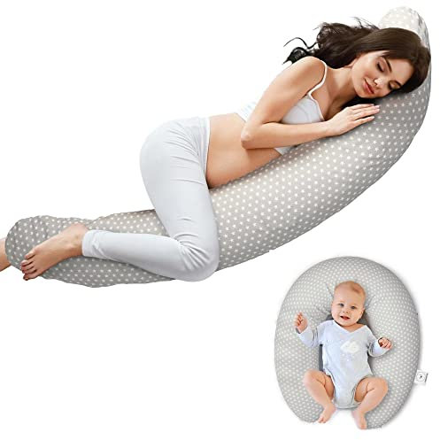 BEARTOP Bequemes Stillkissen 180cm lang | Schwangerschaftskissen zum Stillen, Schlafen, Lagern | Bezug aus 100% Baumwolle | hochwertige Füllung | Pregnancy | Zufriedenheitsgarantie (3 Jahre)*