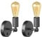 ledscom.de 2 Stück Vintage E27 Wand-Leuchte FETRO mit Schalter, schwarz, schwenkbar, inkl. E27 Lampe Retro gold, extra-warmweiß 489lm