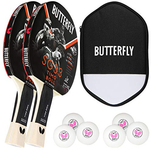 Butterfly® Timo Boll SG33 Tischtennisschläger | Tischtennis Racket Hobby & Freizeit | ambitionierter Freizeitspieler | hochwertig | ITTF zertifizierter Addoy Belag | konkave Griffform mit smart.Grip