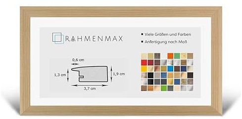 RahmenMax® Toskana Bilderrahmen Holz 20x60 cm zum Aufhängen/Bilderrahmen Maßanfertigung möglich/MDF Posterrahmen/Bilder Rahmen in Alu gebürstet Dekor mit Acrylglas/Puzzle Rahmen