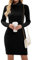 Imuedaen Women's Turtle Neck Jumper Dress Long Sleeve Knitted Dress Sweater Dress Knitted Jumper Slim Fit Knitwear Pullover for Autumn Winter (A Black, S)