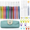 Häkelnadel Set 12 Stück Bunte Ergonomische Soft Gummi Comfort Grip Häkeln Stricken Nadeln Kit Haushalt Werkzeug mit tragbaren Tasche, Häkelnadeln, Maschenmarkierern und Maßband