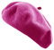 Französische Baskenmütze für Damen, einfarbig, einfarbig, Wolle, klassische traditionelle Künstlermütze, Knallpink (Hot Pink), Einheitsgröße