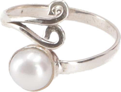 GURU SHOP Filigraner Silberring mit Edelstein, offener Ring, Damen, 18 mm | Individuell anpassbar, Kombination aus Rosenquarz und Silber, symbolisiert Liebe und Schutz