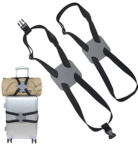 Gepäckspanngurt, Gepäckgurte, Taschenspanner zum Hinzufügen Einer Tasche, einfach zu transportieren, Koffer, elastischer Gurt, Grau, 2 Stück