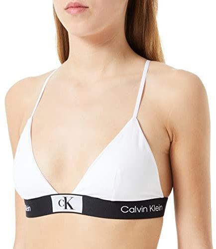 Calvin Klein Top Bikini a Triangolo Donna Unlined Triangle Coppe Morbide, Bianco (White), M