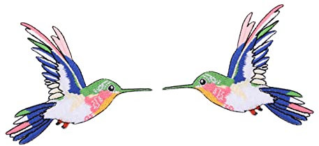 Yardenfun 2 Stücke Vogel Aufkleber Kolibri Tiere Kleidung Stoff Liefert Applikationen Tier Vögel DIY Kleidung Dekorative Tasche Auf Für Aufnäher Bestickt Nähen Hüte Applique Eisen Patch