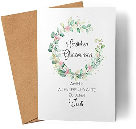 Kiddle-Design Karte Taufe Personalisiert Taufgeschenk Mädchen Taufkarte Patenkind Glückwunschkarte Glückwünsche zur Taufe