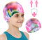 Gorros de Natación para Niños, Gorro de Natación de Poliéster con Clip Nasal y Tapones para los Oídos, Frozen Gorro de Natación Niña, Elásticos y Cómodos, Gorro Piscina para Niños Niña