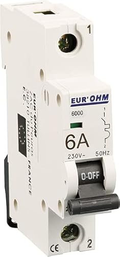 EUR'OHM Disjoncteur unipolaire courbe C connexion vis haut/bas - IP20/IK02 6A 6kA - Matériel électrique