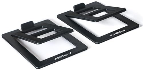 VKheroKV Mukjipa C-1 Desktop Speaker Stands for Small Speakers,Tilted Tabletop Steel Computer Speaker Stands(Pair),L15.2 x W11.4 x H3.8 Centimetres (Black)