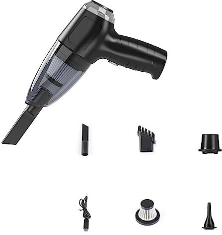Electric Compressed Air Duster& Vacuum, Portable 3- in- 1 Electric Air Blower Kit, Cordless Keyboard Cleaner- Replaces Compressed Air Cans, Mini Vacuum with Rechargeable Battery, for Computer Car Pet