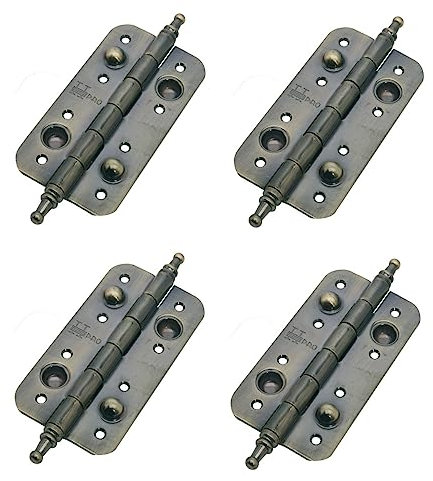 Bisagra de SEGURIDAD, PACK de 4 bisagras. medidas 150X80X3MM varios acabados, Cantos Redondos, con Remate plano, bisagra portón puerta de Madera desmontable, anti palanca (BRONCE RUSTICO)