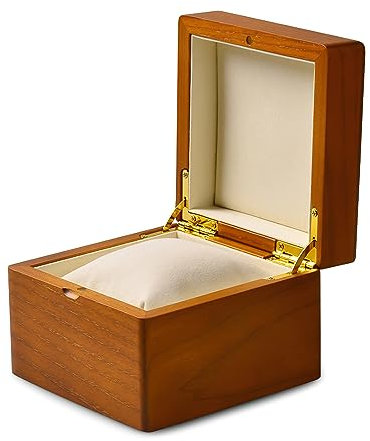 Oirlv Massivholz Uhrenbox Uhrenaufbewahrung Armbandbox Halskettenbox Halskettenaufbewahrung(Creme Weiß/Einzel)