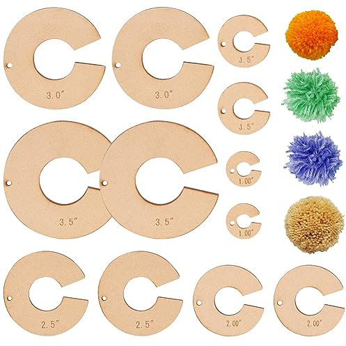 BENECREAT 12 Stück Pom Pom Maker Holz Pompom Maker Werkzeug 25/38/50/63/76/90 mm Pom Ball Craft Tool Set Für Nadelhandwerk DIY Wolle Stricken Handwerk
