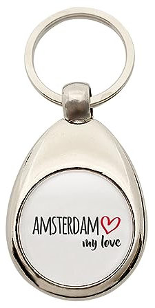 huuraa Schlüsselanhänger Amsterdam my love Geschenk Schlüsselring Anhänger Metall Einkaufswagenchip Amsterdam Geschenkidee