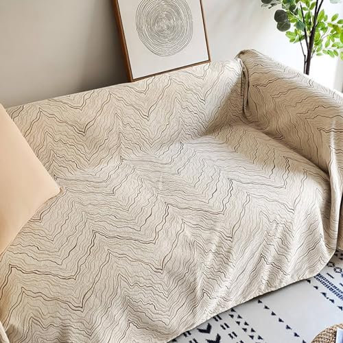 Gualiy Sofabezug 180x220cm, mit Einfach Berg Strukturiert Bezug Sofa 2 Sitzer Couch Überzug rutschfest Beige Couchbezug für Wohnlandschaft