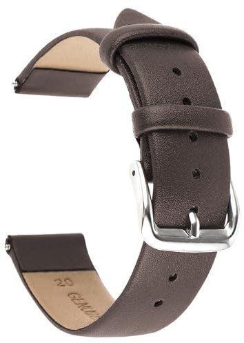 Amaxiu Vintage-Leder-Uhrenarmband, weiches Kalbsleder, Schnellverschluss, universelles Ersatzarmband mit silberfarbener Edelstahlschnalle, 18 mm, 20 mm, 22 mm, für Herren und Damen (20 mm,