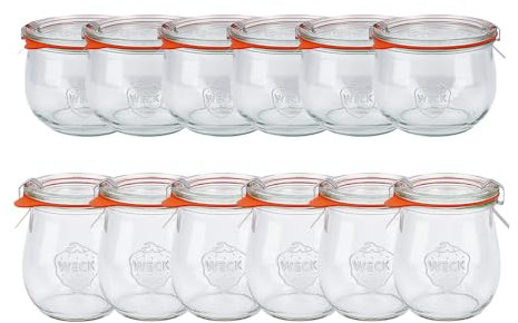 Fuduu.de Sparset - 12er Set WECK Tulpengläser 220ml / 580ml - Zum Einkochen und stilvollen Servieren von Marmelade, Konserven, Joghurt | Tulpenform