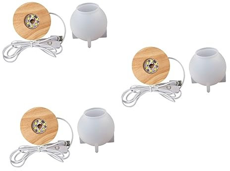 STOBOK 3 Sätze Ball-nachtlicht-form Kerzenbirnen -glühbirnen Epoxidharz Für Tischplatten Ausstellungsstand Aus Holz Diy-desktop-ornament Led-licht Kristallkugel Led Lichter Handbuch