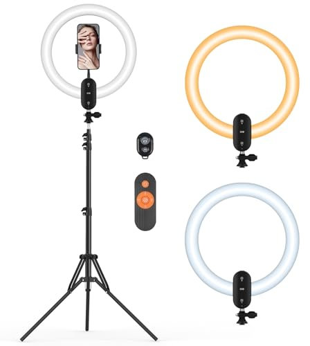 Kmasic 12 Zoll Ringlicht mit Stativ 160cm, Drahtlos Ringleuchte eingebauten 2800mAh Akkus, Lichtring Ringlampe LED Videolicht mit Handyhalter für YouTube, Selfie, Makeup, Fotografie, Live-Stream Vlog