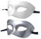 LECMACY Maskenballmaske für Damen und Herren, Halbmaske aus weichem und elastischem Kunststoff, einfarbig, geeignet für alle Abschlussbälle, Weiß + Silber