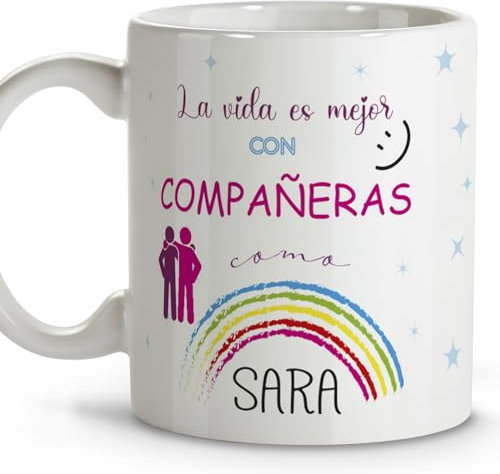 LolaPix Regalos para amigas. Tazas personalizadas. Tazas originales para regalar. Regalo compañera trabajo. Regalo amiga. Taza cerámica 330 ml.