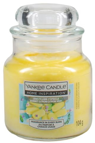 Yankee Candle Ghiacciolo al limone e lime, limone luminoso e soleggiato con un pizzico di lime e menta, fragranza rinfrescante estiva piccante, barattolo piccolo, 104 g, fino a 30 ore di combustione