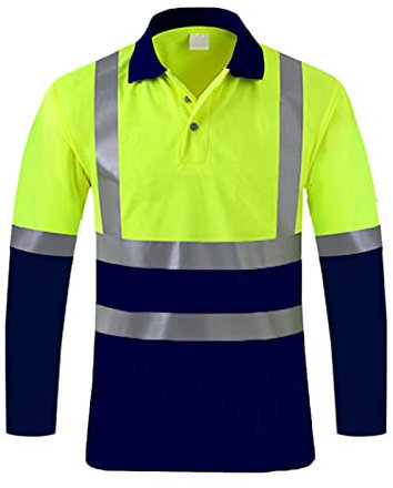 Mymyguoe Warnschutz T-Shirt Für Herren Sommer Langarm Warnschutzjacke Atmungsaktiv Warnweste Leicht Security Tshirt Warnkleidung Arbeits T-Shirts Warnschutzweste Polizei Tshirt Sichtbarkeit Hemden