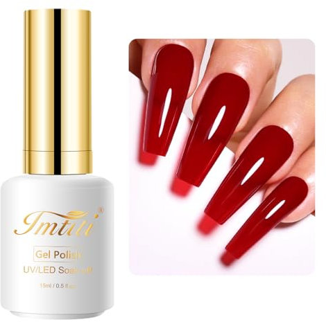Imtiti Rot UV Nagellack, 15ML Kirsche Dunkel Rot UV Gel Nagellack Weihnachten Herbst Winter DIY Nagel Kunst Starter Maniküre Salon Kit