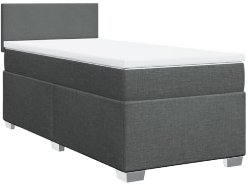 vidaXL Boxspringbett mit Matratze Dunkelgrau 90x200 cm Stoff