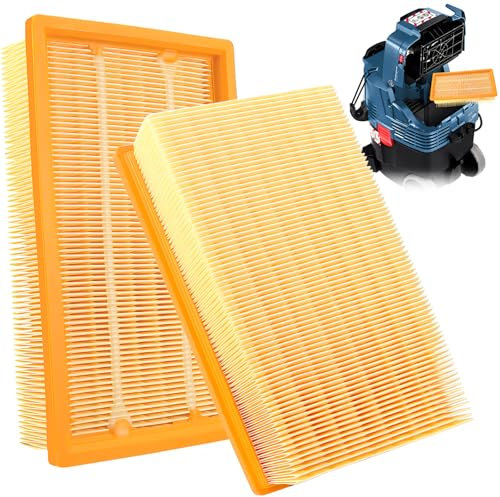 WPPQWP 2 Flat Pleated Filters for Bosch Gas 35 L, M SFC, AFC Professional Vacuum Cleaner and Replacement Filter for Kärcher Wet Dry Vacuum Cleaner NT25/1 Ap, NT 30/1, NT35/1 Ap, Replacement Filter