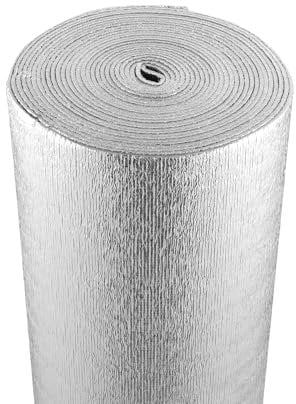 VEVOR Isolant thermique double réfléchissant, 15,24 x 1,22 m, rouleau d'isolation barrière radiante, noyau en mousse EPE, 5,5 mm, feuille d'aluminium double face, pour fenêtre, toit de camping-car