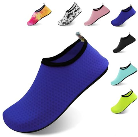 FANWINKJ Chaussures de Natation, Chaussures de Yoga, Chaussures d'eau Respirantes et élégantes pour la Plage, Le Sport, Le Surf et la Natation, Hommes et Femmes,Bleu-38-39