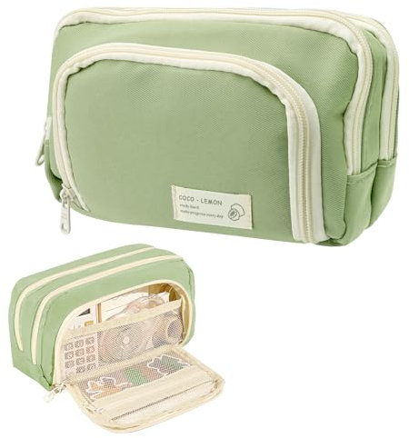 Federmäppchen Schwarz Mäppchen Aesthetic Federtasche 3 Fächer Federmappe Groß Kapazität Pencil Case Schlamppermäppchen Mädchen Jungen Teenager Erwachsene Etui Schulmäppchen Mäpchen für Schule Büro (C)