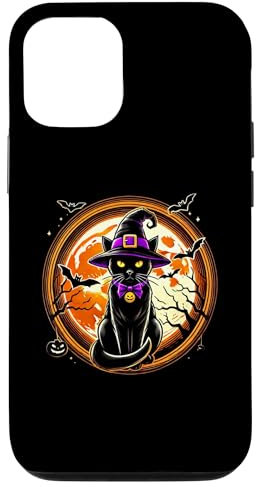 Hülle für iPhone 12/12 Pro Schwarze Katze Hexe Vintage Katzen Gruselige Halloween Katze