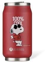 Les ARTISTTES Paris A-4382, Lata isotérmica, termo 280 ml, botella isotérmica sin BPA, reutilizable, boquilla abatible con paja, acero inoxidable, diseño Cool Snoopy