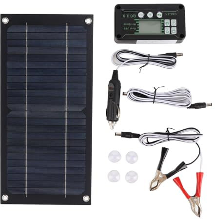 Chargeur de Panneau Solaire Monocristallin 600 W, Kit D'énergie Solaire Portable pour Camping-car en Plein Air, avec Câble D'extension, Clip de Batterie