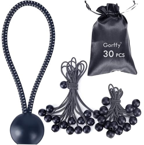 Gorffy Bungee Cord With Balls - 30 Pcs Tarpaulin Bungee Balls 4.8 and 8.8, Heavy Duty Elastic Ties for Camping Tarp and Household Items