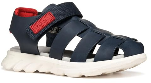 Geox J AIRADYUM BO Sandal, Navy/Red, 38 EU