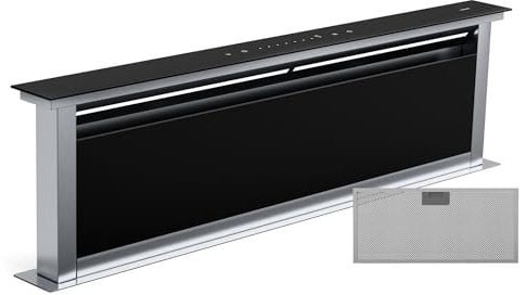 Klarstein Royal Flush Eco Downdraft Dunstabzugshaube - A++ Energieeffizienz, 842 m³/h Luftumwälzung, Leise 70 dB, Touch-Bedienfeld, LED-Beleuchtung in 9 Farben, Wandmontage, Umluftbetrieb Möglich