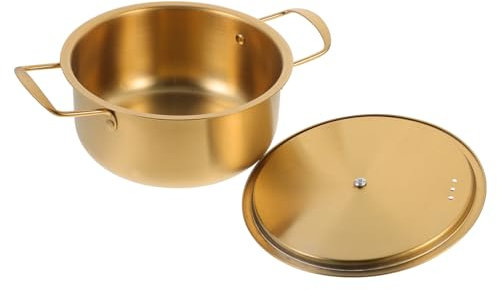 HOMOBABE Olla Para Fideos Ramen De Acero Inoxidable Tapa 20cm Olla Grande Diseño Anti-quemaduras Utensilios De Cocina Para Horno Adecuado Para Campamentos y Cenas