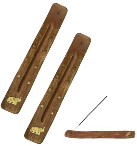 LAJUP 2 Pezzi Porta Incenso in Legno, Porta Incenso in Legno, Bruciatore di Incenso in Bambù, Realizzato a Mano con Materiali Naturali per Meditazione Yoga Indoor Outdoor