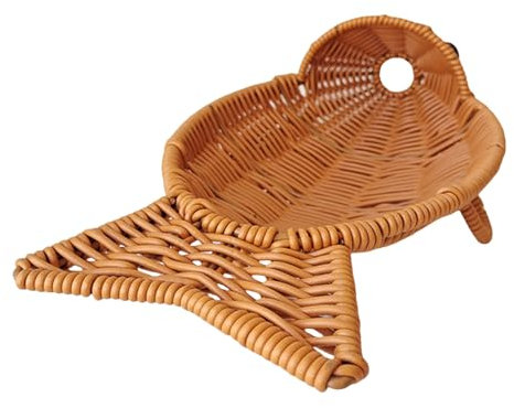 YUXITA Elegante cesta de ratán de imitación con forma de pez, para frutas, verduras y aperitivos, bandeja de almacenamiento