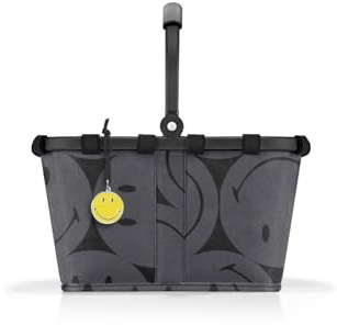 reisenthel carrybag XS smiley grey – Stabiler Einkaufskorb mit praktischer Innentasche – Elegantes und wasserabweisendes Design