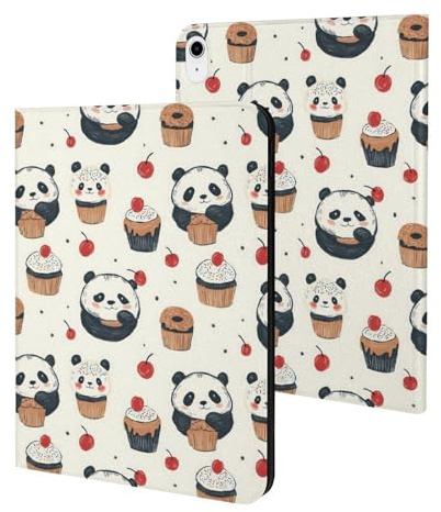 Kompatibel mit iPad A16 Hülle 11 Zoll 2025, Slim Cute Panda Kuchen Print Tablet Cover Kompatibel mit iPad 10th Generation Hülle 10.9 Zoll 2022 mit Ständer Auto Wake/Sleep