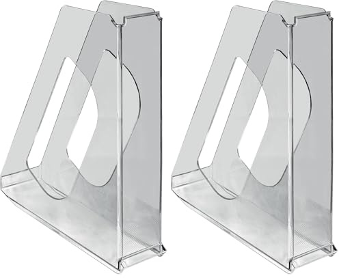 Esselte Europost - Porte-Revues A4 en Plastique Robuste, Rangement pour Catalogues, Magazines et Dossiers, Transparent, 628226 (Lot de 2)