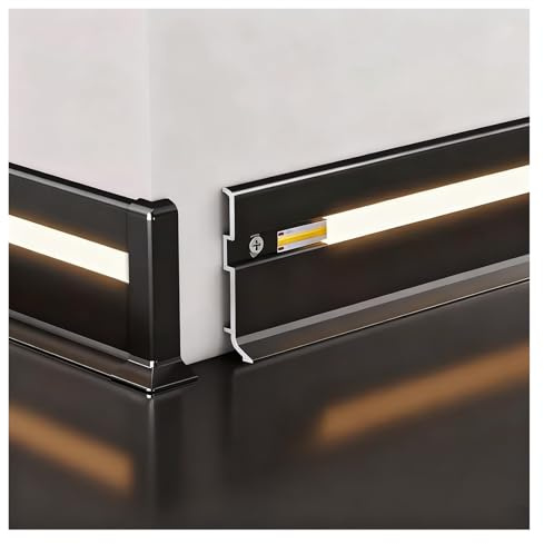 Aluminium-Kanalprofil-Sockelleiste für indirekte LED-Beleuchtung, Wandleiste für Küche und Wohnzimmer