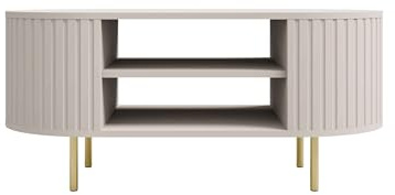 Masseno Couchtisch BOLLA, Beige, 100x52x45cm, Modern Wohnzimmertisch für Couch, Oval Beistelltisch, Laminierte Spanplatte